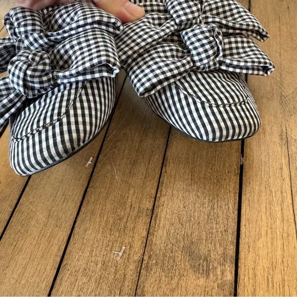 Jeffrey Campbell Black and White Gingham Plaid Bow Mules Slides 6.5 - Picture 9 of 11